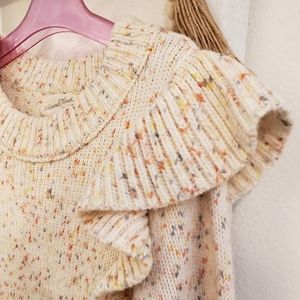 Universal Thread Cream Confetti Ruffle Sweater